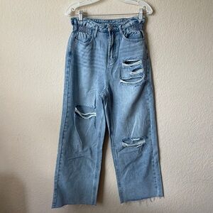Shein Women’s Wide Leg Distressed Jeans  Size Medium (6) NWOT
